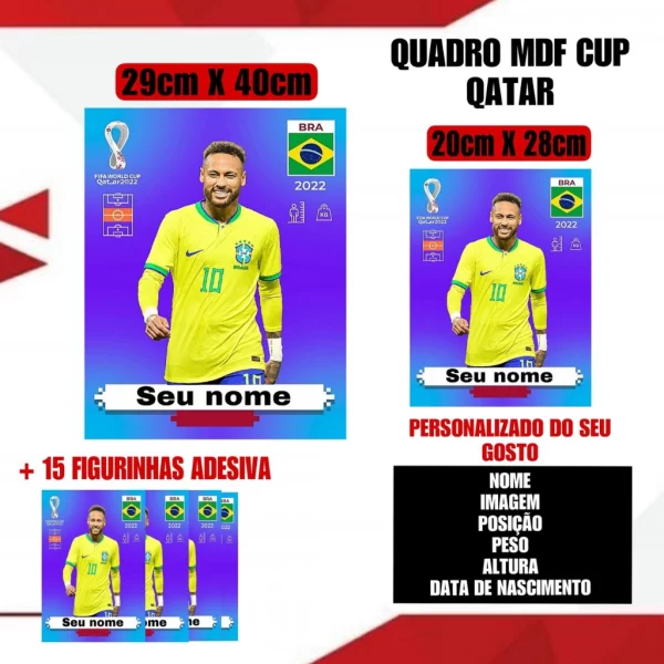 Quadro CUP Gatar 22 personalizados +15 figurinhas adesiva